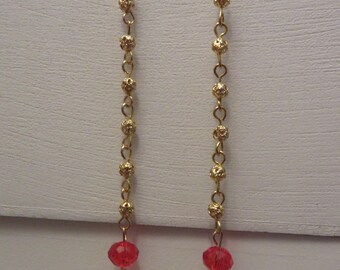 Red and gold long earrings