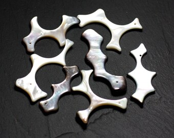 10pc - beads pendants Pearl black and white Zig Zag 20-50mm - 8741140023420