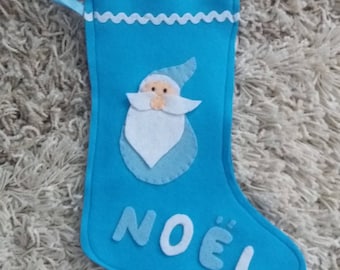 Blue Christmas Santa stocking for baby boy