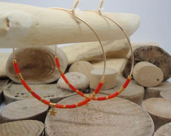 "Red & orange Miyuki" hoop