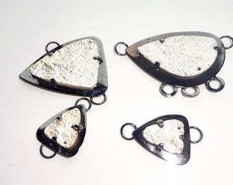 4 vintage gun metal triangle connectors and silver plated x 4 stocking