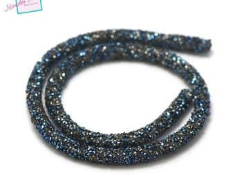 beautiful cord 40 cm round 6 mm Rhinestones, silver royal blue