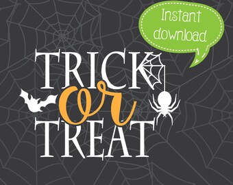Trick or Treat SVG, Halloween SVG, Halloween Clipart, Cricut Cut File, Silhouette File