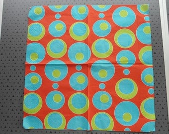 napkin round blue and green on orange background