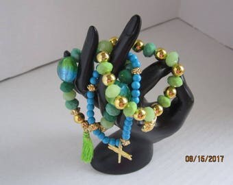 Gold-Tone Coastal Living Multi Strand Stretch Bracelet