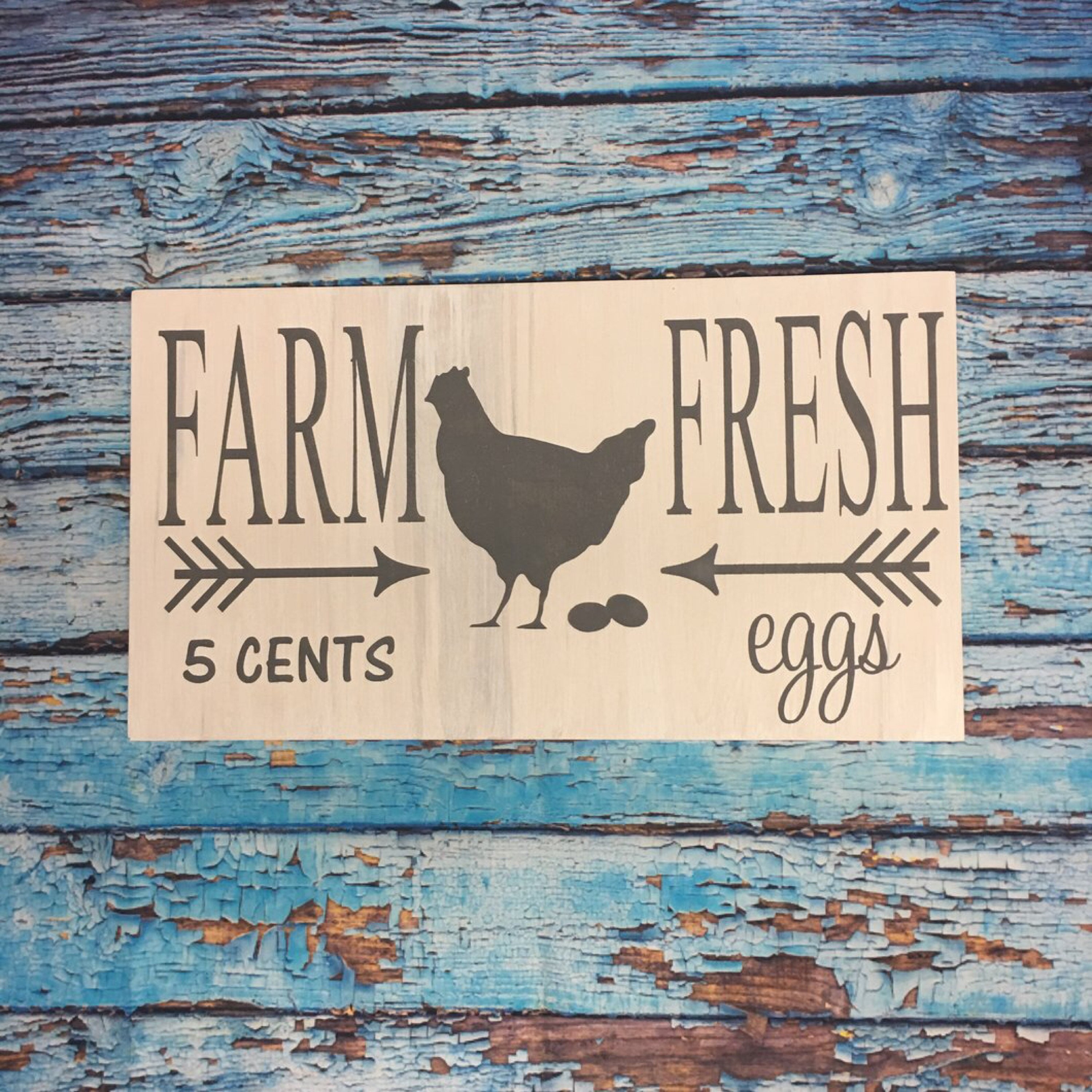 Farm fresh eggs painted wood sign