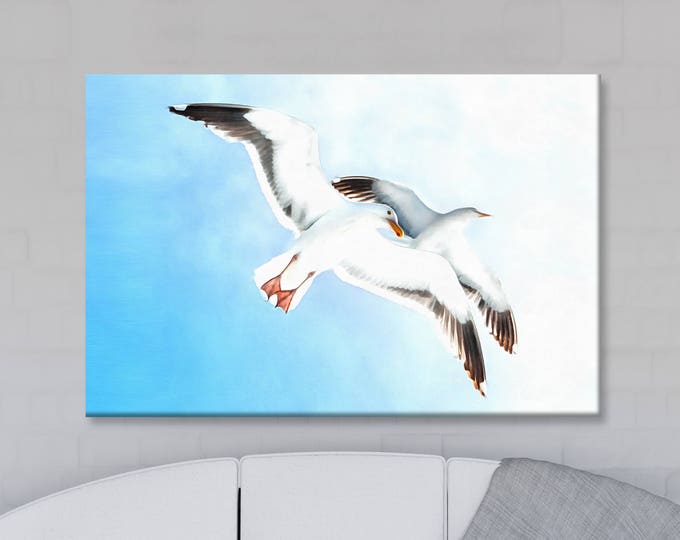 Seagulls in Love canvas, Bedroom decor, Large art printing, Gift for wedding, Interior decor, Wall decor, Gift for her, Wall Art, Gift
