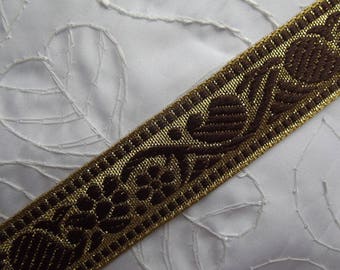 1 meter of medieval gold braid / woven Brown flowers
