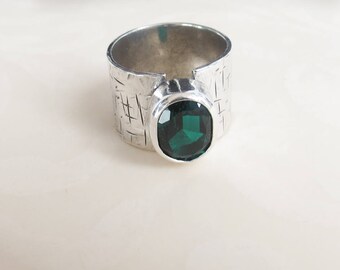 Emerald Ring, Sterling Silver Ring, Gemstone Ring, May Birthstone Ring, Anniversary Gift, Engagement Ring, Gift for Her, Wedding Ring