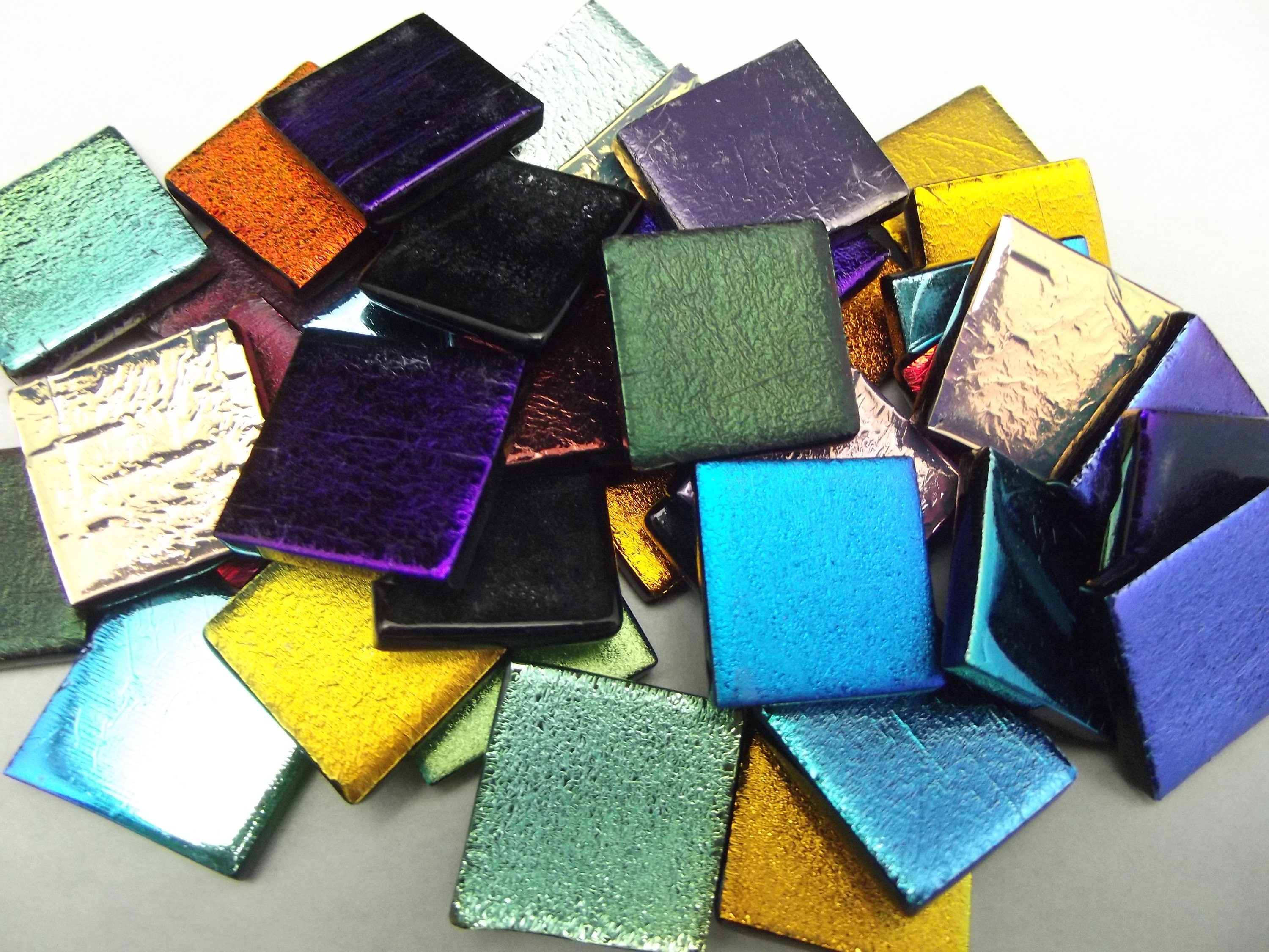 Glass Fusing Supplies 4 oz 3/4" Prefired DICHROIC SQUARES Choice Black