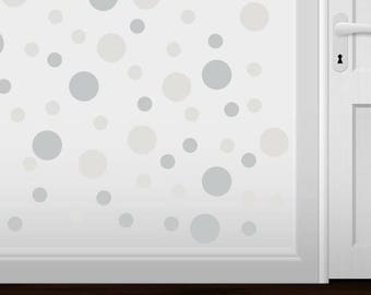 BACK to SCHOOL SALE Set of 30 Light Grey / Clear Vinyl Polka Dot Wall Decals Circles Stickers (Peel & Stick Decal Circle Dots)
