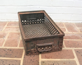 Vintage Metal Basket Industrial Basket With Handles