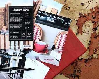 Literary Paris Postcard Set, Book lover Gift for Her, Travel Postcards, Paris Bookshop, English Major Gift