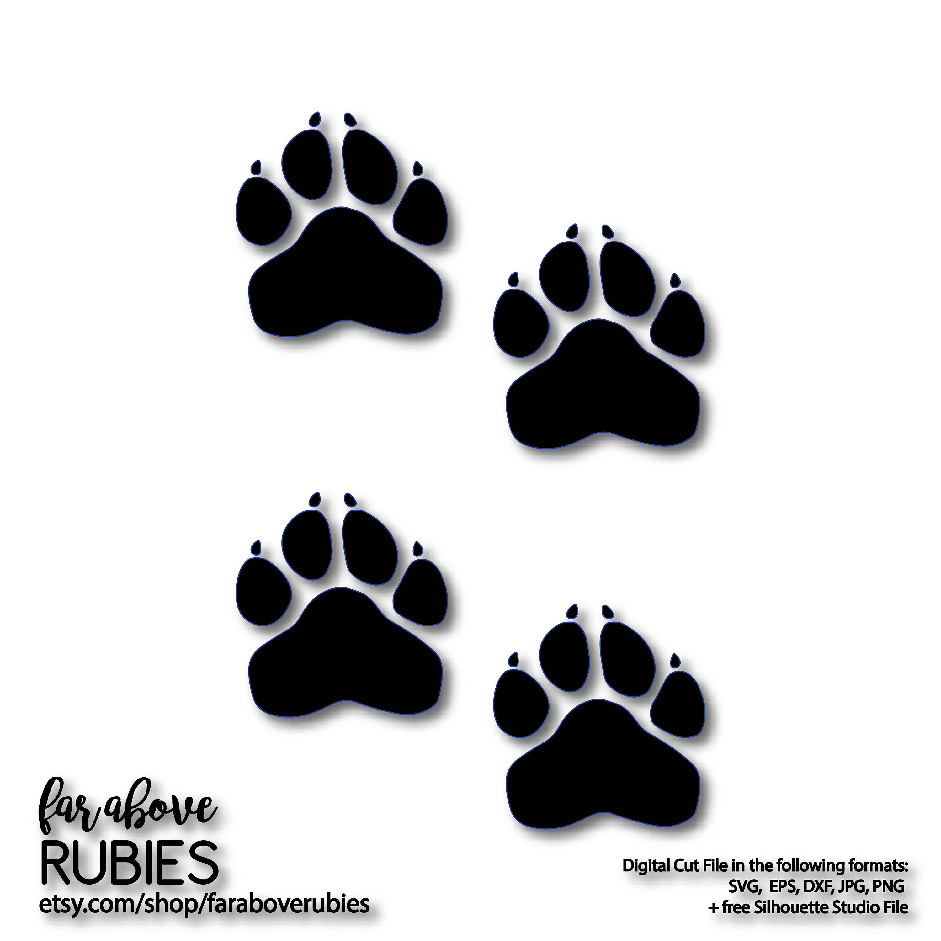 Download Paw Print Set of Four Panther Bobcats Wolves Lions Cats SVG
