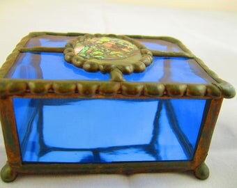 Glass, copper and abalone jewelry box