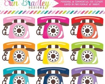 50% OFF SALE Telephone Clipart Graphics Phone Clip Art Personal & Commercial Use