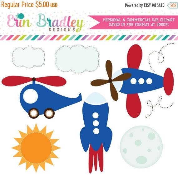 50% OFF SALE Spaceship Clipart Clip Art Tranportation Graphics Personal & Commercial Use Il_570xn