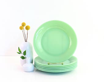 Vintage Jadeite Fire King Plates / Fire King Jadeite Plates / Jadeite Restaurantware Plates / Set of 6 Vintage Jadeite Dinner Plates