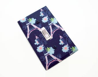Paris Light Switch Plate - Eiffel Tower Switch Plate - Girls Pink Blue Switch Plate - Parisian Decor - Eiffle Tower Girls Bedroom
