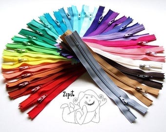100 Assorted YKK Zippers- All purpose zips - Available in 3,4,5,6,7,8,9,10,12,14,16,18,20 and 22 Inches