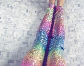 XMAS in July 25% off SALE rainbow leggings, pastel leggings, yoga pants women, womens yoga leggings, womens yoga pants, sparkly leggings, un