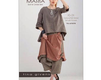 MARIA Shirt & Skirt TG- A7079 by Tina Givens Lagenlook - Sewing Pattern- NEW!