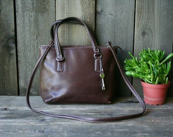 Leather Crossbody Bag /Fossil Crossbody Purse/ Hand bag/ Shoulder Bag/ Dark Brown Vintage From Nowvintage on Etsy