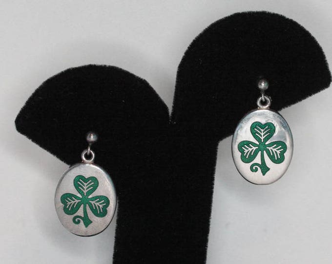 Celtic Sterling Shamrock Dangle Earrings with Posts Signed Tara Ware Pierced Vintage