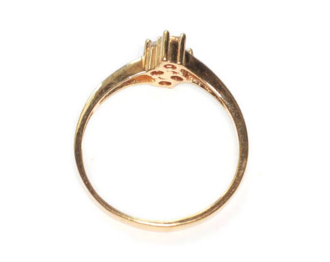 Faux Diamond Crystal Ring Gold Tone Size 8 Plus Korea Vintage