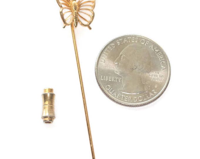 Beau Sterling Butterfly Stickpin Vermeil Gold Wash Finish Vintage