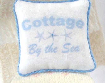 1:12 Pillow - Beach Cottage - Handmade Scale Miniature Dollhouse - Shabby Beach **Free Shipping**