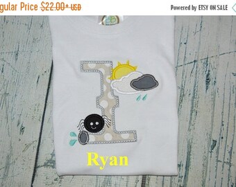 ON SALE PERSONALIZED Itsy Bitsy Spider Shirt, Custom Birthday Shirt You Choose 1-9 Or A-Z Monogrammed Shirt