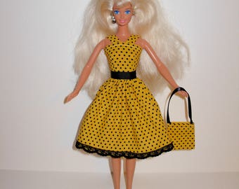 Handmade barbie clothes CUTE dress and bag 4 barbie doll