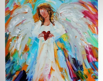 Angel of My Heart PRINT signed limited edition made from image of past oil painting by Karen Tarlton fine art impressionism
