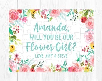 Flower Girl Proposal Puzzle Flower Girl Puzzle Will You Be My Flower Girl Gift Flower Girl Gift Floral Pink Be My Flower Girl Proposal Blue