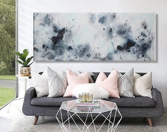 original abstract seascape painting blue white grey contemporary modern decor wall art 'shadows underwater' Elena