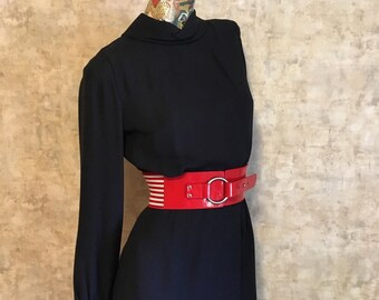 Vintage 60s Secretary Wiggle Dress Black Crepe Dress small