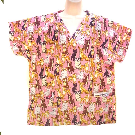 Chihuahua Scrub Top ANY SIZE Pink by Hot Diggity Dog™ Clothing