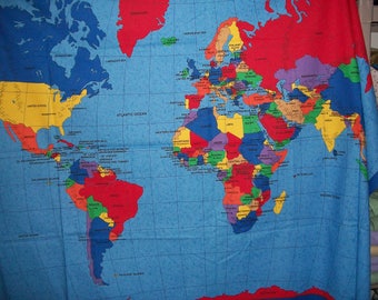 World Map Fabric