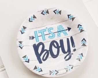 20ct ITS A BOY 7 Paper Plates Blue Baby Shower Rustic Bohemian Arrow Theme 20ct ITS A BOY 7 Paper Plates Blue Baby Shower Rustic Bohemian Arrow Theme
