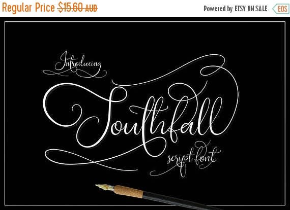 Digital Fonts 80% Off SALE Digital Wedding Font, Southfall Script, Hand drawn script font, modern Calligraphy, Cursive font