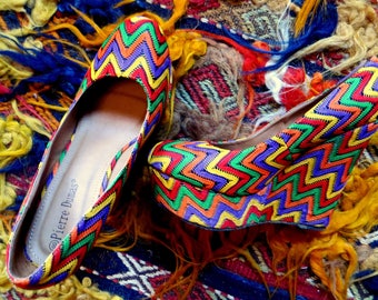 Outrageous House of Hermes Embroidered Ethnic Style Platform/Wedge Shoe, 8/8.5