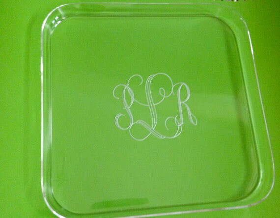 ENGRAVED Serving Tray Large Acrylic Tray 12x12