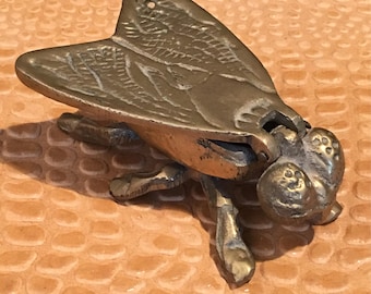 Vintage Brass Fly Trinket Box