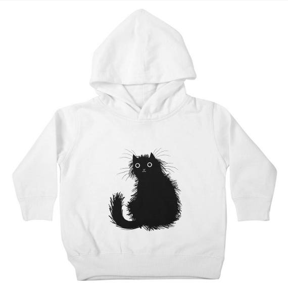 Moggy - Cat - Unisex - Toddler Pullover Hoody / Hoodie - White / Cyan - by Oliver Lake - iOTA iLLUSTRATION
