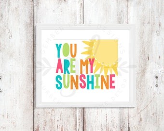 You Are My Sunshine | Custom Colors | Nursery Art | Wall Art | Subway Art | Nursery Decor | 5x7 | 8x10 | 11x14 (GL000090)