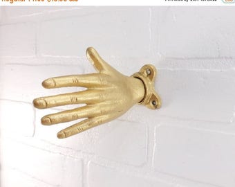 ON SALE Hand Hook / Unique Door Pull / Gold Wall Hook / Necklace Hook / Key Hook / Hand Sign