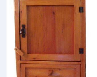 Custom Handcrafted Mission Arts & Crafts Style Wood Wall Hanging Cabinet