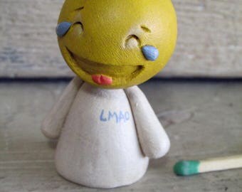 LMAO Emoji clay sculpted original art by Janell Berryman Pumpkinseeds