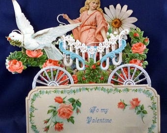 Vintage German Victorian 3D Stand Up Valentine Card, 1920s